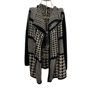 SIONI Houndstooth Wool Cashmere Blend Cardigan Sweater Size Small